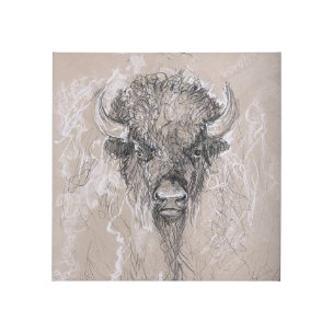Sketch of animal IX (Bison) by Mercana Studio a Hand Embellished Textured Canvas