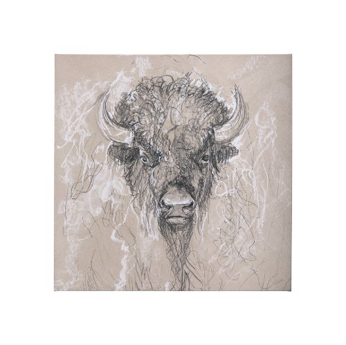 102358-S - Sketch of animal IX (Bison) by Mercana Studio a Hand Embellished Textured Canvas