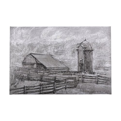 102360-L - Farm view sketch II by Mercana Studio a Hand Embellished Textured Canvas