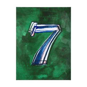 Numbers VII by Mercana Studio a Hand Embellished Textured Canvas