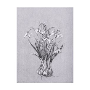 Botanical sketches VI (Grey) by Mercana Studio a Hand Embellished Textured Canvas