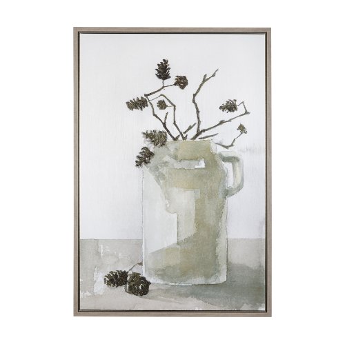 102386-FL - Earthenware by Mercana Studio a Hand Embellished Textured Framed Canvas