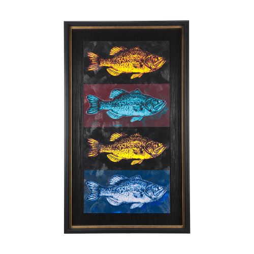 14440 - Largemouth Bass Print 4 in 1 by Mercana Studio a Hand Embellished Textured Framed Art Print