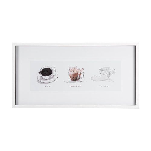 14447 - Coffee Cat  by Mercana Studio a Framed Art Print Matted under Glass