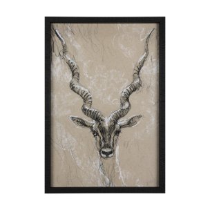 Sketch of Animal III (Antelope) Mercana Studio Hand Embellished Framed Art Print Matted under Glass