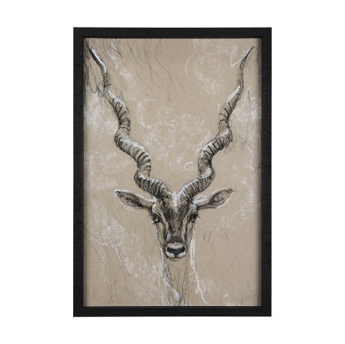 14470 - Sketch of Animal III (Antelope) Mercana Studio Hand Embellished Framed Art Print Matted under Glass