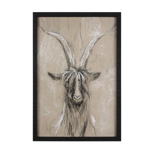 Sketch of Animal V (Goat) by Mercana Studio Hand Embellished Framed Art Print Matted under Glass