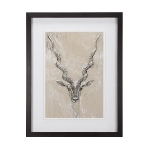 Sketch of Animal III (Antelope) Mercana Studio Hand Embellished Framed Art Print Matted under Glass