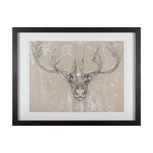 Sketch of animal II (Caribou) by Mercana Studio Hand Embellished Framed Art Print Matted under Glass