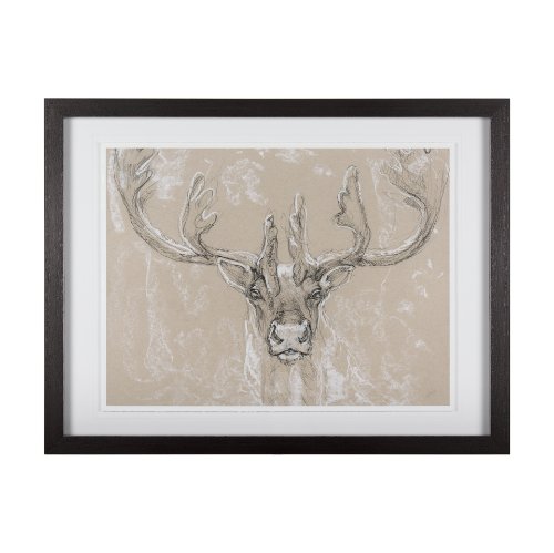 14481 - Sketch of animal II (Caribou) by Mercana Studio Hand Embellished Framed Art Print Matted under Glass