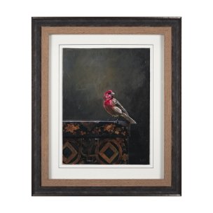 Graceful Poise I (House Finch) by Mercana Studio a Hand Embellished Framed Art Print Matted under Gl