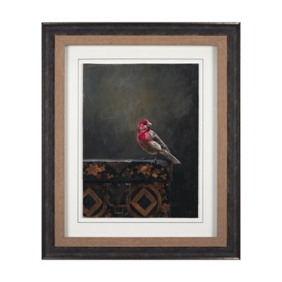 14482 - Graceful Poise I (House Finch) by Mercana Studio a Hand Embellished Framed Art Print Matted under Gl