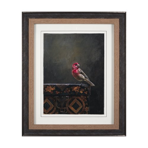 14482 - Graceful Poise I (House Finch) by Mercana Studio a Hand Embellished Framed Art Print Matted under Gl