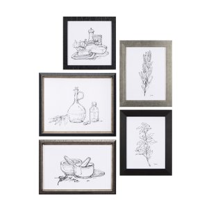 Herb Sketch I ,II by Mercana Studio a Hand Embellished Textured Framed Art Print