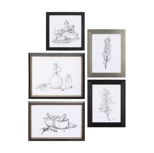 14489 - Herb Sketch I ,II by Mercana Studio a Hand Embellished Textured Framed Art Print