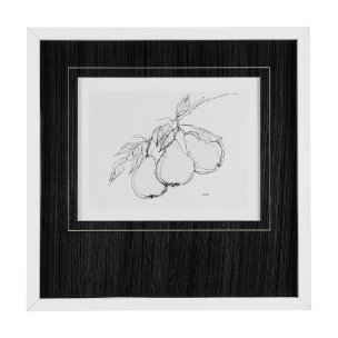Fruit Sketch Pear by Mercana Studio a Hand Embellished Textured Framed Art Print Matted under Glass