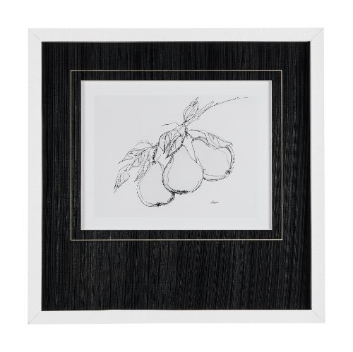 14491 - Fruit Sketch Pear by Mercana Studio a Hand Embellished Textured Framed Art Print Matted under Glass
