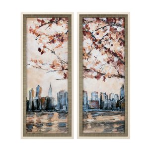 City Sunset by Mercana Studio a Hand Embellished Textured Framed Art Print Matted under Glass