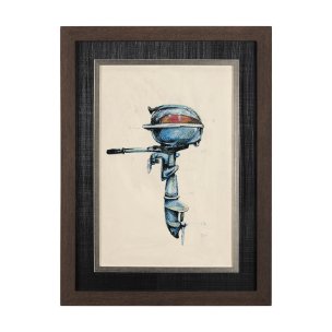 Vintage Motor I by Mercana Studio a Hand Embellished Textured Framed Art Print