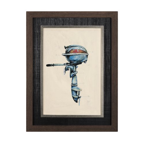 14502 - Vintage Motor I by Mercana Studio a Hand Embellished Textured Framed Art Print
