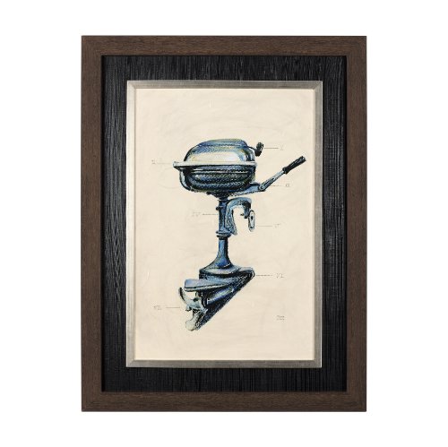 14503 - Vintage Motor II by Mercana Studio a Hand Embellished Textured Framed Art Print