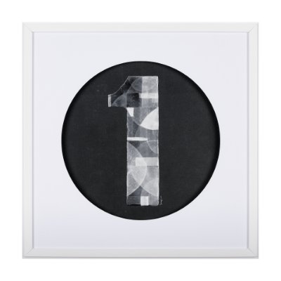 14504 - Numbers I by Mercana Studio a Hand Embellished Textured Framed Art Print Matted under Glass