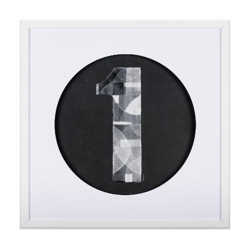 14504 - Numbers I by Mercana Studio a Hand Embellished Textured Framed Art Print Matted under Glass