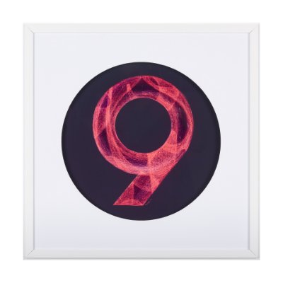 14512 - Numbers IX by Mercana Studio a Hand Embellished Textured Framed Art Print Matted under Glass