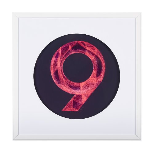 14512 - Numbers IX by Mercana Studio a Hand Embellished Textured Framed Art Print Matted under Glass