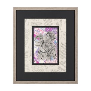 Graffiti sculpture I by Mercana Studio Hand Embellished Textured Framed Art Print Matted under Glass