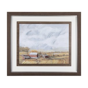 Farmland View I by Mercana Studio a Hand Embellished Textured Framed Art Print