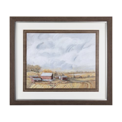 14524 - Farmland View I by Mercana Studio a Hand Embellished Textured Framed Art Print