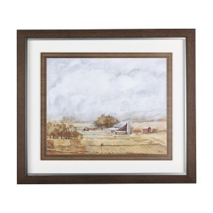 Farmland View II by Mercana Studio a Hand Embellished Textured Framed Art Print