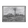 14531 - Farm view sketch I by Mercana Studio a Hand Embellished Textured Framed Art Print Matted under Glass