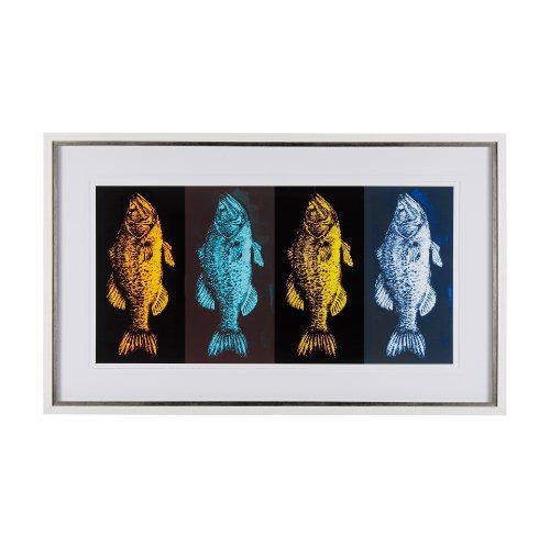 14533 - Largemouth Bass Print 4 in 1 by Simeng a Framed Art Print Matted under Glass