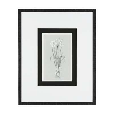 14535 - Botanical sketches II (Grey) by Mercana Studio Hand Embellished Framed Art Print Matted under Glass