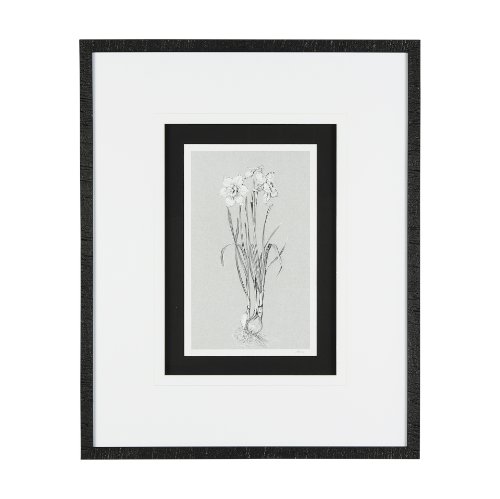 14535 - Botanical sketches II (Grey) by Mercana Studio Hand Embellished Framed Art Print Matted under Glass