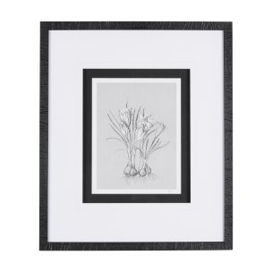 Botanical sketches V (Grey) by Mercana Studio Hand Embellished Framed Art Print Matted under Glass
