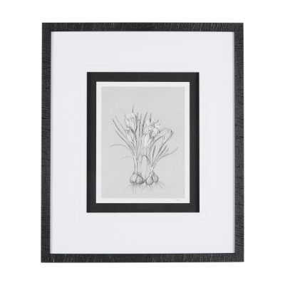14538 - Botanical sketches V (Grey) by Mercana Studio Hand Embellished Framed Art Print Matted under Glass