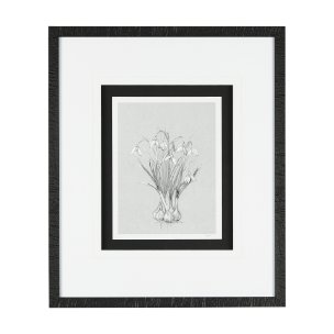 Botanical sketches VI (Grey) by Mercana Studio Hand Embellished Framed Art Print Matted under Glass