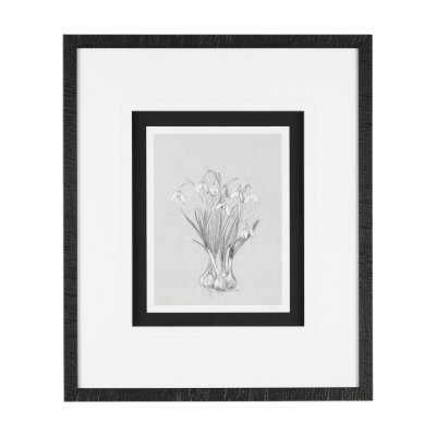14539 - Botanical sketches VI (Grey) by Mercana Studio Hand Embellished Framed Art Print Matted under Glass