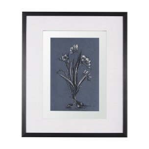 Botanical sketches III (Blue) by Mercana Studio Hand Embellished Framed Art Print Matted under Glass