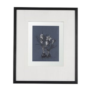 Botanical sketches V (Blue) by Mercana Studio Hand Embellished Framed Art Print Matted under Glass