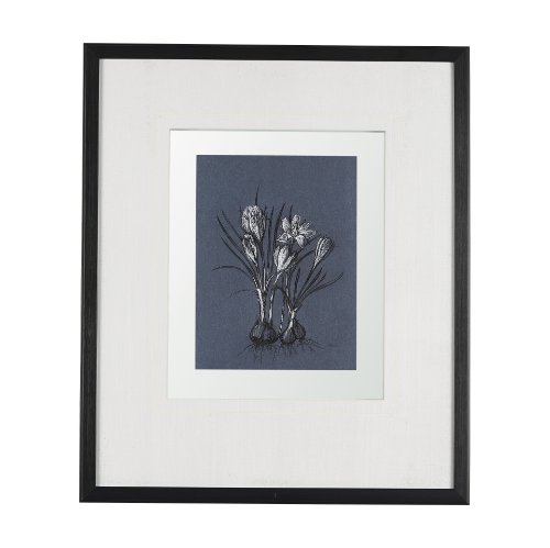 14573 - Botanical sketches V (Blue) by Mercana Studio Hand Embellished Framed Art Print Matted under Glass