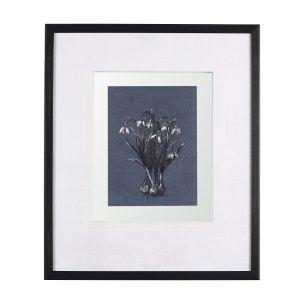 Botanical sketchesVI (Blue) by Mercana Studio Hand Embellished Framed Art Print Matted under Glass