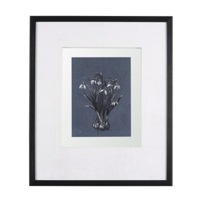14574 - Botanical sketchesVI (Blue) by Mercana Studio Hand Embellished Framed Art Print Matted under Glass