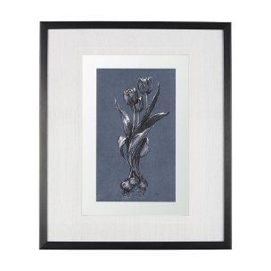 Botanical sketches I (Blue) by Mercana Studio Hand Embellished Framed Art Print Matted under Glass