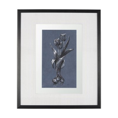 14575 - Botanical sketches I (Blue) by Mercana Studio Hand Embellished Framed Art Print Matted under Glass
