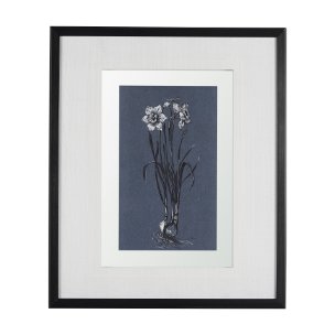 Botanical sketches II (Blue) by Mercana Studio Hand Embellished Framed Art Print Matted under Glass