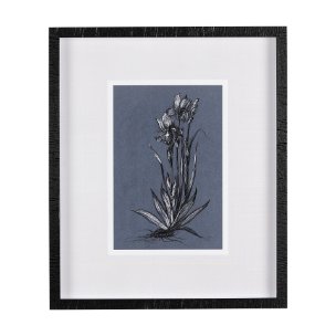 Botanical sketches IV (Blue) by Mercana Studio Hand Embellished Framed Art Print Matted under Glass